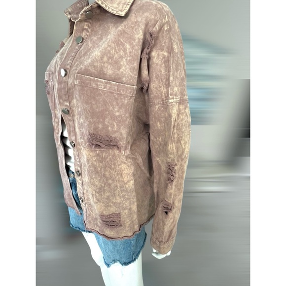 Fantastic fawn washed mauve oversized shacket M L - Picture 5 of 9